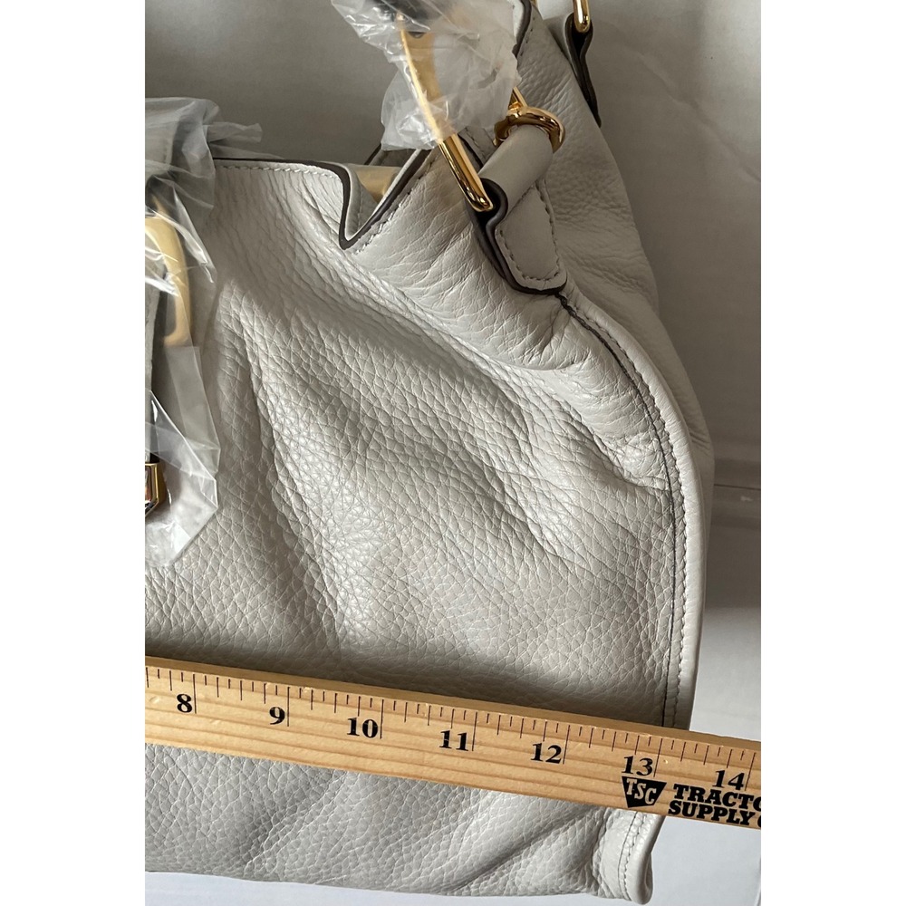 GILI Pebble Leather Hobo Bag Off-White Gold Hardware Adjustable Straps NEW - Picture 4 of 15